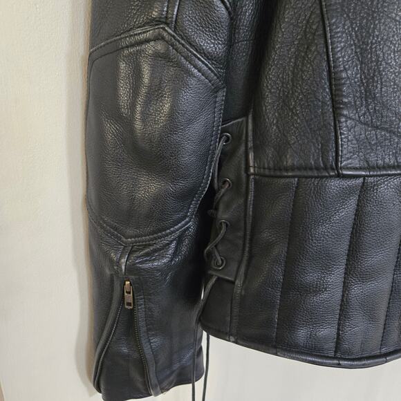 Open Road Leather Jacket Size S Wilson's Black Leather Motorcycle Style 13851 - Picture 6 of 16